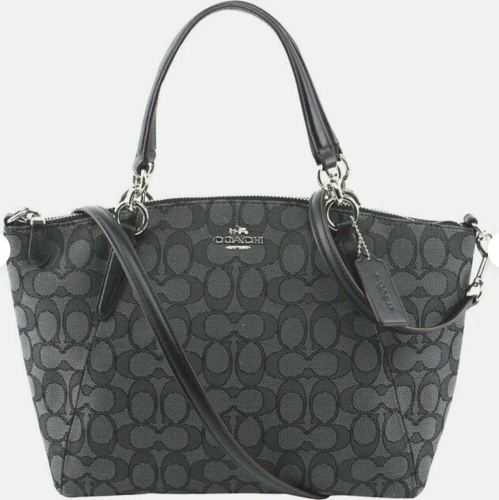 Coach Signature Small Kelsey SatchelWith Black And Gray Monogram